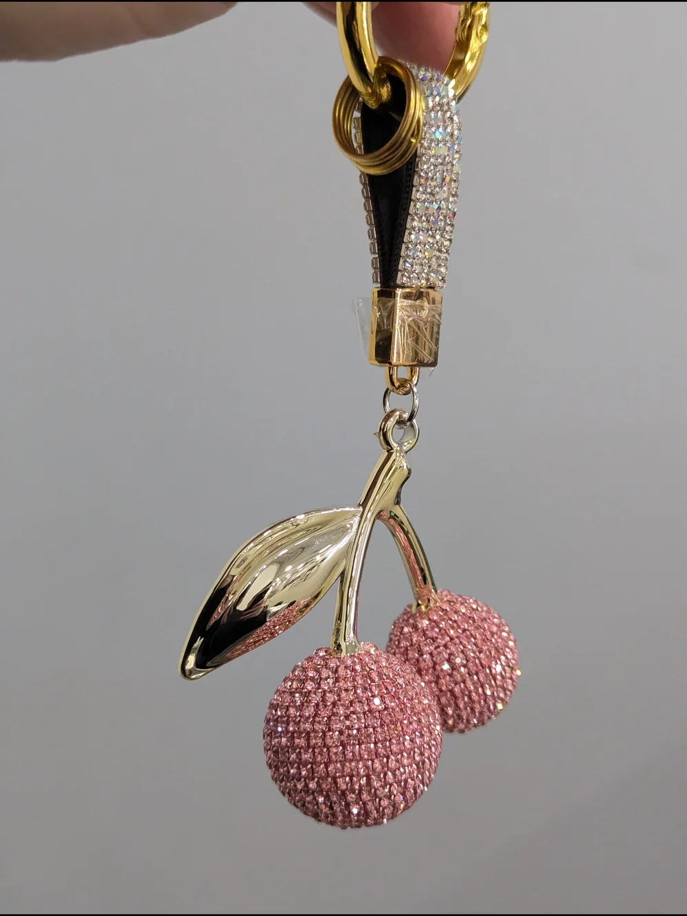 Pink Crystal Pave Cherry Bag Charm NWOT